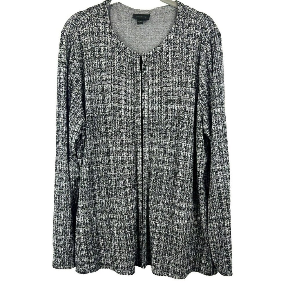 J. Jill Wearever Collection Women Cardigan Large Black White Hook &‎ Eye Closure